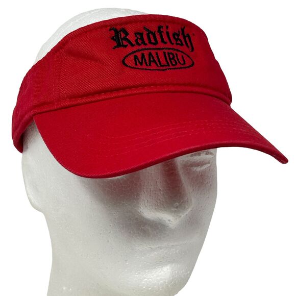 Radfish Malibu Surf Shop Visor Hat Cap Surfer Surfing Surfboarding Strapback Red - Picture 1 of 10